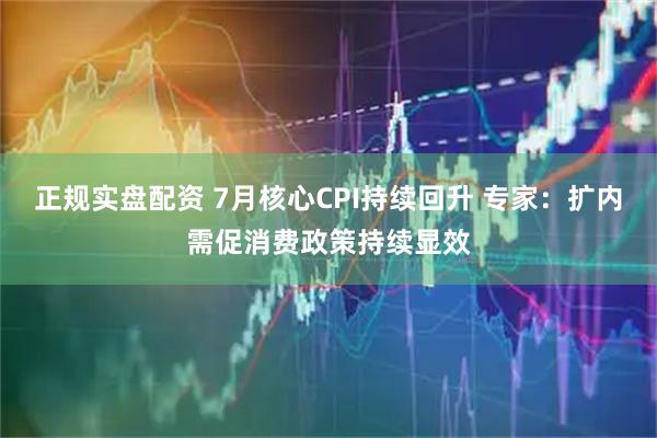 正规实盘配资 7月核心CPI持续回升 专家：扩内需促消费政策持续显效